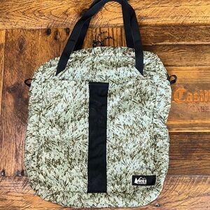 Olive Green Patterned Messenger Tote Bag with Black Accents